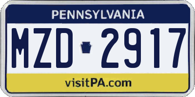 PA license plate MZD2917