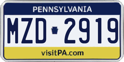 PA license plate MZD2919