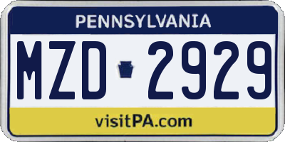 PA license plate MZD2929