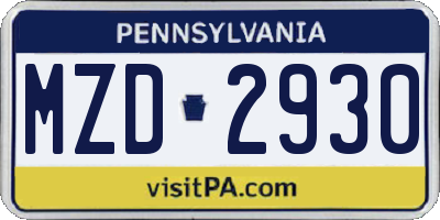 PA license plate MZD2930