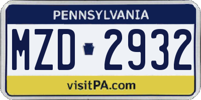 PA license plate MZD2932