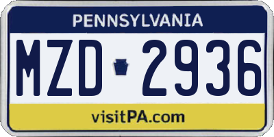 PA license plate MZD2936