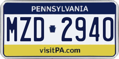PA license plate MZD2940