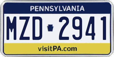 PA license plate MZD2941