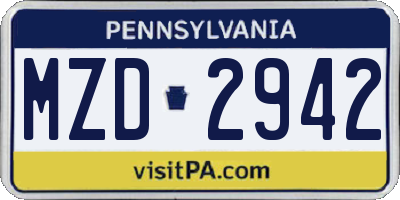 PA license plate MZD2942