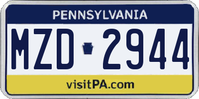 PA license plate MZD2944