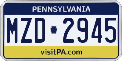 PA license plate MZD2945