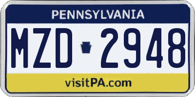 PA license plate MZD2948