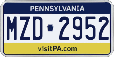 PA license plate MZD2952