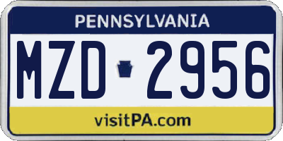 PA license plate MZD2956