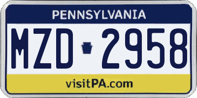 PA license plate MZD2958