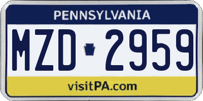 PA license plate MZD2959
