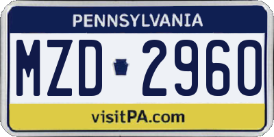 PA license plate MZD2960