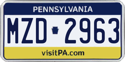 PA license plate MZD2963