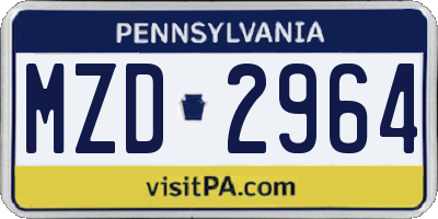 PA license plate MZD2964