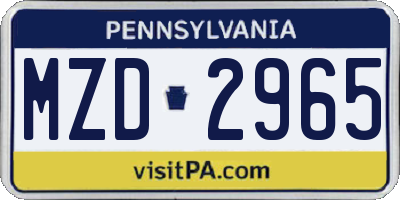 PA license plate MZD2965