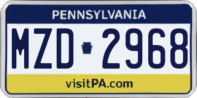PA license plate MZD2968