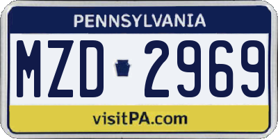 PA license plate MZD2969