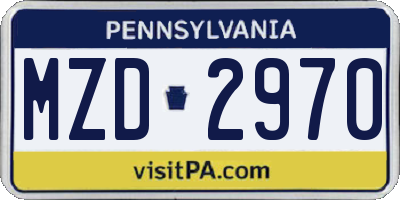 PA license plate MZD2970