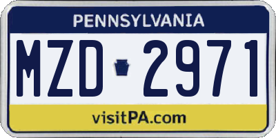 PA license plate MZD2971