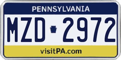 PA license plate MZD2972