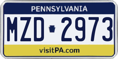 PA license plate MZD2973