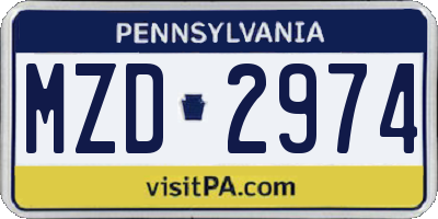 PA license plate MZD2974