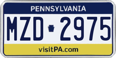PA license plate MZD2975