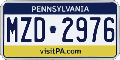PA license plate MZD2976