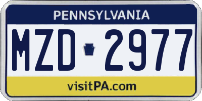 PA license plate MZD2977