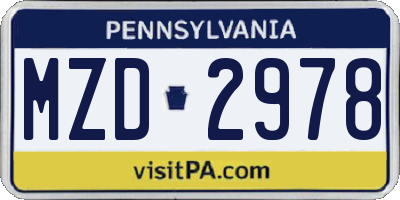 PA license plate MZD2978