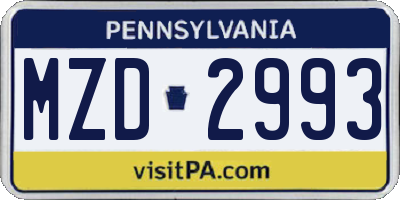 PA license plate MZD2993