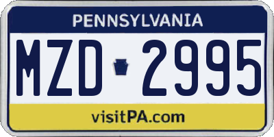 PA license plate MZD2995