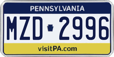 PA license plate MZD2996