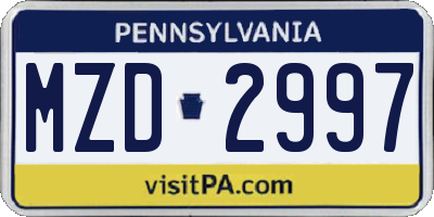 PA license plate MZD2997