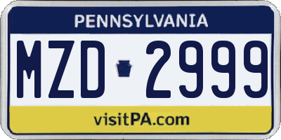 PA license plate MZD2999