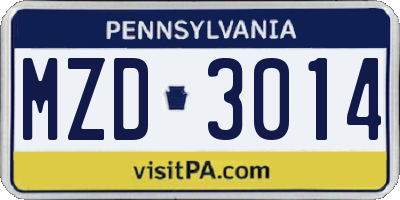 PA license plate MZD3014