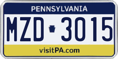 PA license plate MZD3015