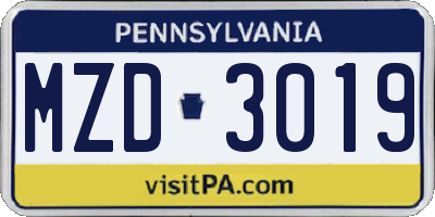 PA license plate MZD3019
