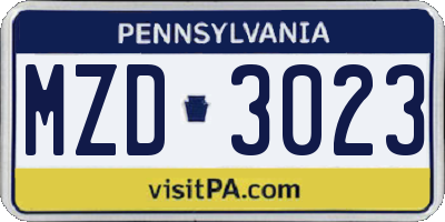 PA license plate MZD3023