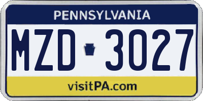 PA license plate MZD3027