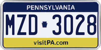 PA license plate MZD3028