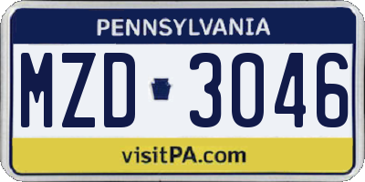 PA license plate MZD3046