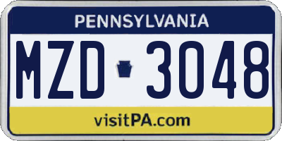 PA license plate MZD3048