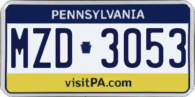 PA license plate MZD3053