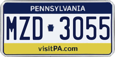 PA license plate MZD3055