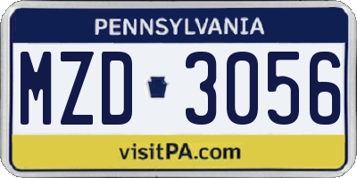 PA license plate MZD3056