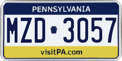 PA license plate MZD3057