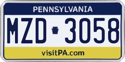 PA license plate MZD3058