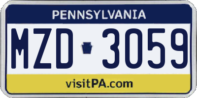 PA license plate MZD3059